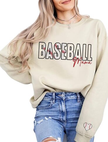 Nani Baseball Mama Embroidered Sweatshirt, Baseball Mama Sweatshirt For Mom Gameday Mother's Day Christmas Sports Grey M in Saudi Arabia