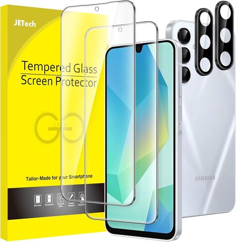 واقي شاشة JETech لهاتف Samsung Galaxy A55 5G مقاس 6.6 بوصة مع واقي عدسة الكاميرا، طبقة من الزجاج المقوى 9H، شفاف عالي الدقة، عبوتان لكل منهما in Saudi Arabia