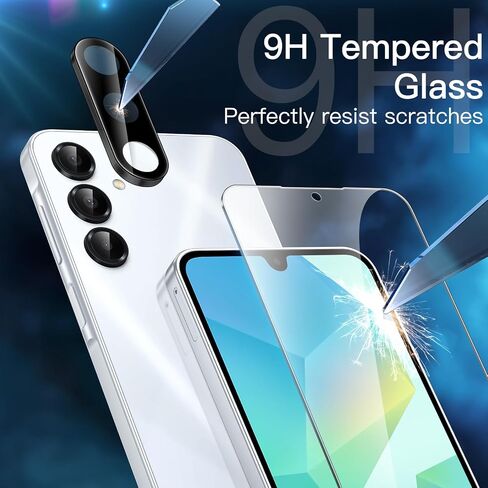 واقي شاشة JETech لهاتف Samsung Galaxy A55 5G مقاس 6.6 بوصة مع واقي عدسة الكاميرا، طبقة من الزجاج المقوى 9H، شفاف عالي الدقة، عبوتان لكل منهما in Saudi Arabia
