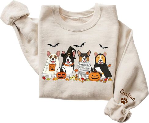 NAZENTI Personalized Halloween Dog Sweatshirt, Ghost Dogs Sweatshirts, Custom Cute Fall Shirts Gifts for Women, Pets Mom in Saudi Arabia