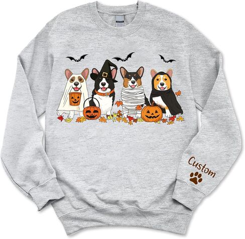 NAZENTI Personalized Halloween Dog Sweatshirt, Ghost Dogs Sweatshirts, Custom Cute Fall Shirts Gifts for Women, Pets Mom in Saudi Arabia