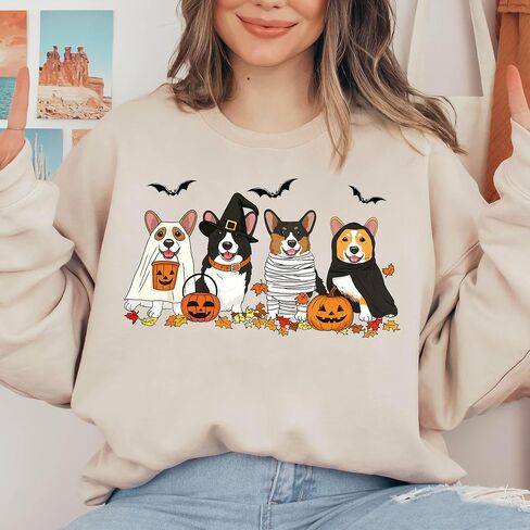 NAZENTI Personalized Halloween Dog Sweatshirt, Ghost Dogs Sweatshirts, Custom Cute Fall Shirts Gifts for Women, Pets Mom in Saudi Arabia