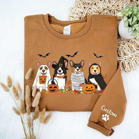 NAZENTI Personalized Halloween Dog Sweatshirt, Ghost Dogs Sweatshirts, Custom Cute Fall Shirts Gifts for Women, Pets Mom in Saudi Arabia
