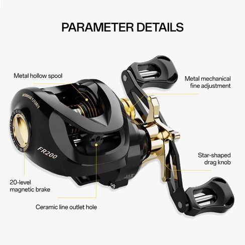 Fishing Baitcasting Reel, Baitcaster Fishing Reels with 18+1BB Stainless Steel Ball Bearings,Magnetic Braking System for Fishing Saltwater Freshwater, Available in 7.1: 1 in Kuwait