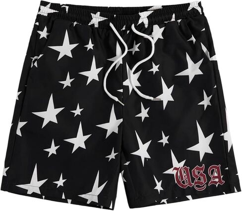 COZYEASE Men's Letter and Graphic Print Drawstring Waist Shorts Casual Tie Front Track Shorts Athletic Gym Shorts Black Letter Graphic XL in Saudi Arabia
