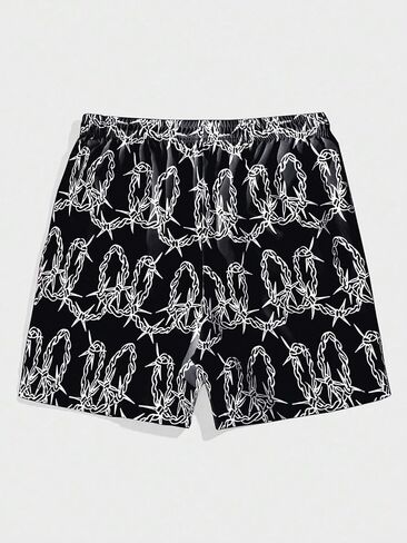 COZYEASE Men's Letter and Graphic Print Drawstring Waist Shorts Casual Tie Front Track Shorts Athletic Gym Shorts Black Letter Graphic XL in Saudi Arabia
