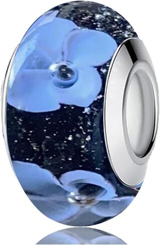 قطعة واحدة من سحر الفضة الإسترليني عيار 925 من زجاج مورانو الأصلي لأساور باندورا، سحر زهرة متعدد الألوان لأساور باندورا، سحر الخرزة للنساء in Kuwait