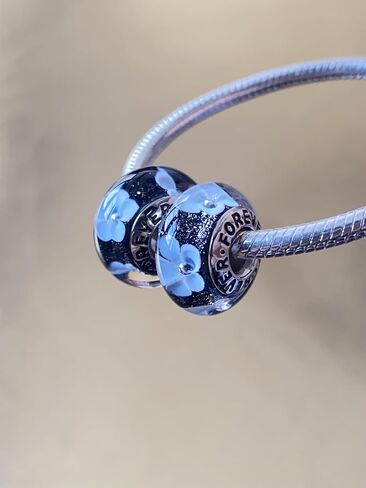 قطعة واحدة من سحر الفضة الإسترليني عيار 925 من زجاج مورانو الأصلي لأساور باندورا، سحر زهرة متعدد الألوان لأساور باندورا، سحر الخرزة للنساء in Kuwait