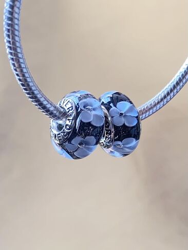 قطعة واحدة من سحر الفضة الإسترليني عيار 925 من زجاج مورانو الأصلي لأساور باندورا، سحر زهرة متعدد الألوان لأساور باندورا، سحر الخرزة للنساء in Kuwait