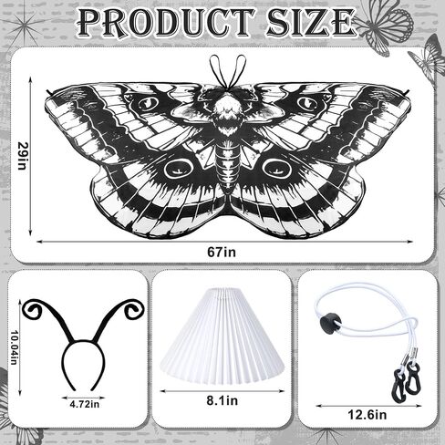 Halloween Moth and Lamp Couple Costume Adult Moth Butterfly Wing Cape with Headband Fabric Lampshade for Couple Women Men Costume in Saudi Arabia