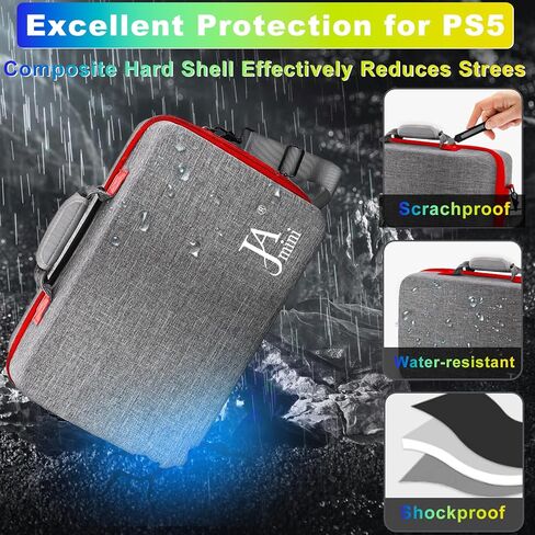 Hard Shell Carrying Case for PS5, Travel Case for PS5, PS5 Pro, PS5 Console Controller, Shockproof Protective Storage Bag for Playstation 5 Disk Digital Edition, Headset, Base, Game Accessories(Grey) in Kuwait