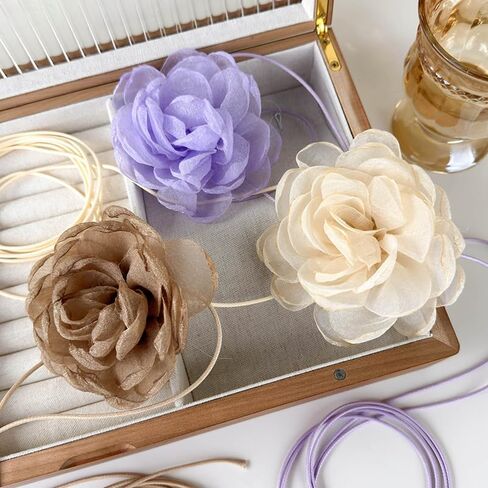Flower Necklace for Women Big Rose Flower Choker Floral Necklace Wedding Bride Jewelry in Saudi Arabia