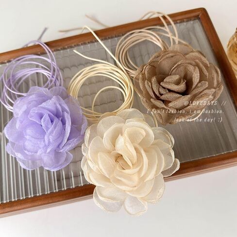 Flower Necklace for Women Big Rose Flower Choker Floral Necklace Wedding Bride Jewelry in Saudi Arabia