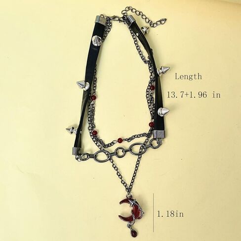 Moon Black Gothic Necklace for Women Halloween Choker Chunky Leather Layered Charm Goth Punk Necklace in Kuwait