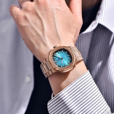 Pagani Design Automatic Watch for Men, Rose Gold 40mm Stainless Steel Minimalist Analog Gift Wristwatch with Synthetic Sapphire Dial Glass,100m Waterproof in Saudi Arabia