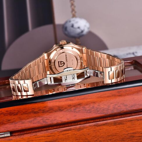 Pagani Design Automatic Watch for Men, Rose Gold 40mm Stainless Steel Minimalist Analog Gift Wristwatch with Synthetic Sapphire Dial Glass,100m Waterproof in Saudi Arabia