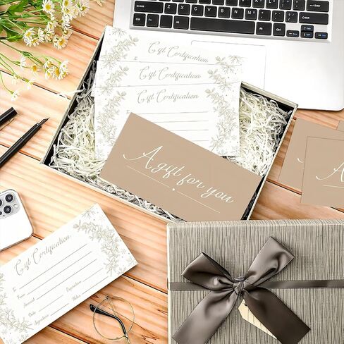 50 Pcs Blank Gift Certificates for Small Businesses 3.75 x 7.5 Inches Kraft Foil Certificate Cards Paper Vouchers for Christmas Hair Salons Spa Bars in Saudi Arabia