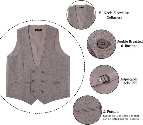 Mens Suit Vest Business U-neck Formal Casual Woolen Waistcoat in Saudi Arabia