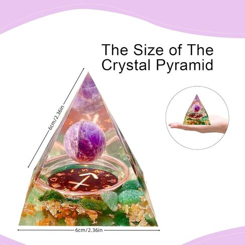 Twelve Constellations Sagittarius Orgone Crystal Pyramid,Natural Amethyst&Green Strawberry Orgonite Healing Pyramid for Protection Chakra,Unique Constellation Pyramid for Positive Energy. in Saudi Arabia