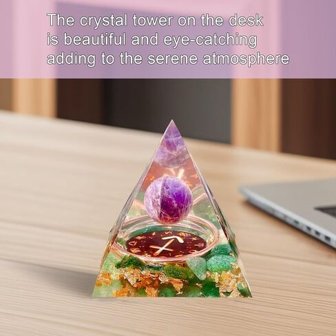 Twelve Constellations Sagittarius Orgone Crystal Pyramid,Natural Amethyst&Green Strawberry Orgonite Healing Pyramid for Protection Chakra,Unique Constellation Pyramid for Positive Energy. in Saudi Arabia