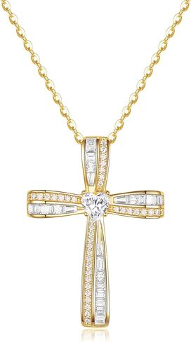Moissanite Cross Necklace for Women Sterling Silver Twisted Cross Pendant with 5A Cubic Zirconia Birthday Jewelry Gifts for Women Wife in Kuwait