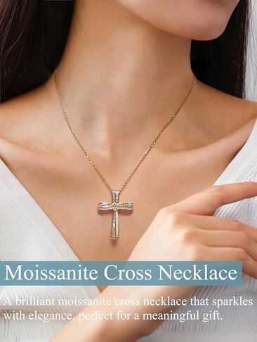 Moissanite Cross Necklace for Women Sterling Silver Twisted Cross Pendant with 5A Cubic Zirconia Birthday Jewelry Gifts for Women Wife in Kuwait