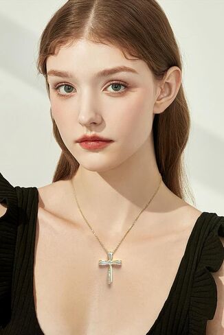 Moissanite Cross Necklace for Women Sterling Silver Twisted Cross Pendant with 5A Cubic Zirconia Birthday Jewelry Gifts for Women Wife in Kuwait