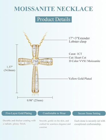 Moissanite Cross Necklace for Women Sterling Silver Twisted Cross Pendant with 5A Cubic Zirconia Birthday Jewelry Gifts for Women Wife in Kuwait