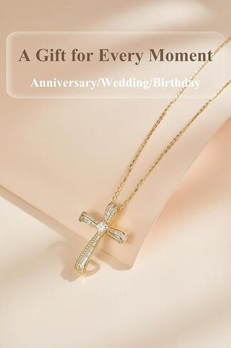 Moissanite Cross Necklace for Women Sterling Silver Twisted Cross Pendant with 5A Cubic Zirconia Birthday Jewelry Gifts for Women Wife in Kuwait