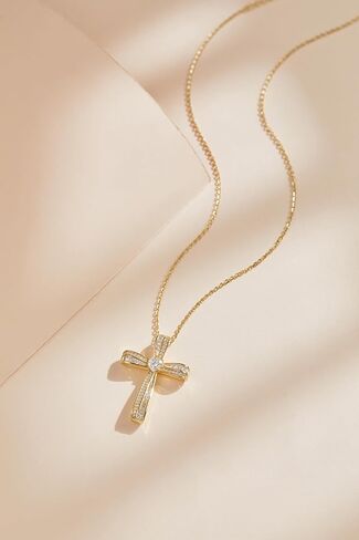 Moissanite Cross Necklace for Women Sterling Silver Twisted Cross Pendant with 5A Cubic Zirconia Birthday Jewelry Gifts for Women Wife in Kuwait