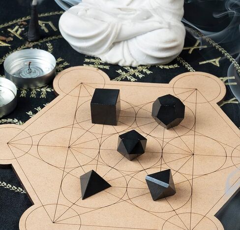 ZAICUS Amazonite 7 Pcs Platonic Solids Crystal Geometry Set, Platonic Solids Sacred Geometric Stones for Meditation Reiki Balancing Healing Chakra Stone Cleansing Spiritual Good Luck (15-20 mm) in Kuwait