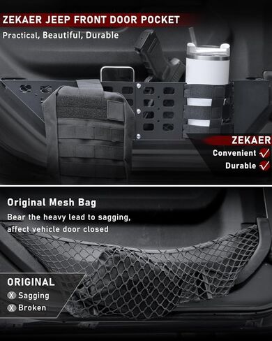 Metal Black Star Front Door Storage Pockets for Jeep, Large Space, Rust-Resistant, for 2018-2024 Jeep Wrangler JL 2/4 Door & Gladiator JT, Jeep Wrangler Storage Accessories 1 Pair in Kuwait