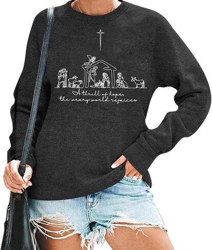 ALLTB Christian Christmas Sweatshirt Women: Christmas Religious Graphic Shirt Xmas Holiday Pullover Tops in Saudi Arabia