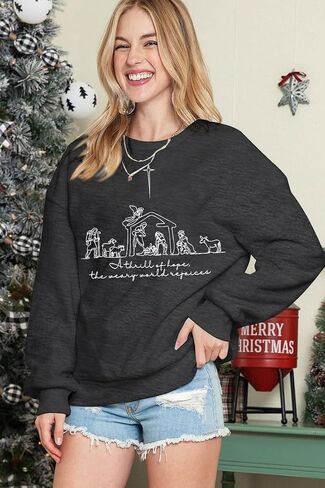 ALLTB Christian Christmas Sweatshirt Women: Christmas Religious Graphic Shirt Xmas Holiday Pullover Tops in Saudi Arabia