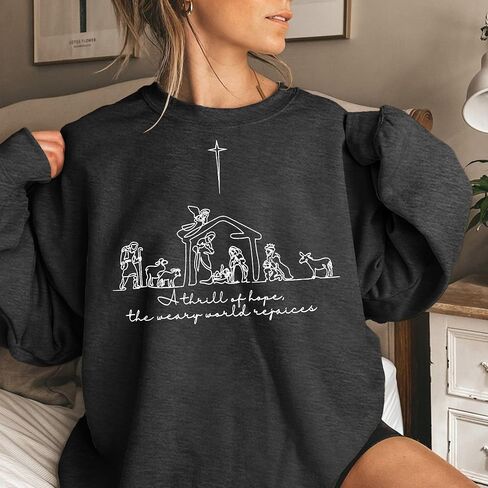ALLTB Christian Christmas Sweatshirt Women: Christmas Religious Graphic Shirt Xmas Holiday Pullover Tops in Saudi Arabia