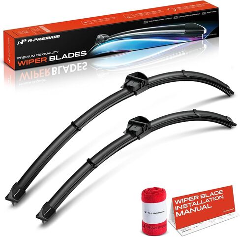 A-Premium Pack of 2 Windshield Wiper Blades with Wear Indicator & Towel - Compatible with BMW i3 I01 2014-2021 - 28" and 21", SL Connector, Left and Right in Saudi Arabia