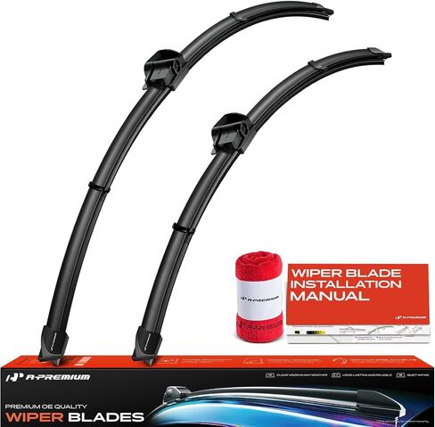 A-Premium Pack of 2 Windshield Wiper Blades with Wear Indicator & Towel - Compatible with BMW i3 I01 2014-2021 - 28" and 21", SL Connector, Left and Right in Saudi Arabia