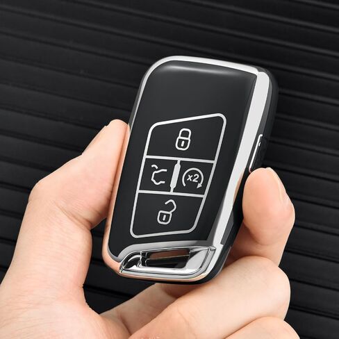 ELOHEI Key Fob Cover for Volkswagen, Premium Soft Full Protection Key Fob Case Compatible with VW Tiguan Atlas Jetta Passat Golf Alltrack Accessories 5 Buttons (Gray) in Saudi Arabia