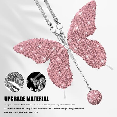 Bling Butterfly Diamond Car Hanging Accessories, Rearview Mirror Pendant, Crystal Car Rear View Mirror Charms, Hanging Ornament for Cars (AB) in Saudi Arabia