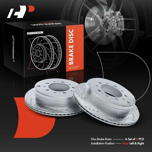 A-Premium 11.65 inch (295.91mm) Rear Drilled and Slotted Disc Brake Rotors Compatible with Select Toyota and Lexus Models - Land Cruiser/LX570 2008-2011/2013-2021, Sequoia 2008-2021, Tundra 2007-2021 in Saudi Arabia