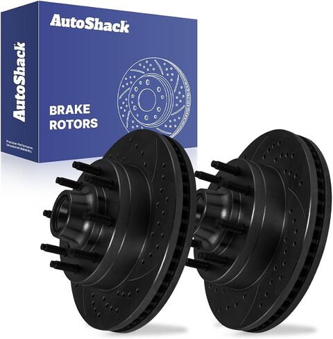 دوارات الفرامل الأمامية المحفورة والمشقوقة من AutoShack | بديل لـ 2008-2014 فورد E-250 E-150 E-450 سوبر ديوتي 2008-2019 E-350 سوبر ديوتي 4.6L 5.4L V8 4X2 RWD | المغلفة الإلكترونية | مجموعة 2 جهاز كمبيوتر | ShadowGuard in Saudi Arabia