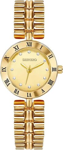 Women Gold Watch Dainty Analog Dress Timepiece with Round Roman Diamond Dial Trendy Bangle Bracelet Style Waterproof Watches Luxury Gifts for Women in Saudi Arabia
