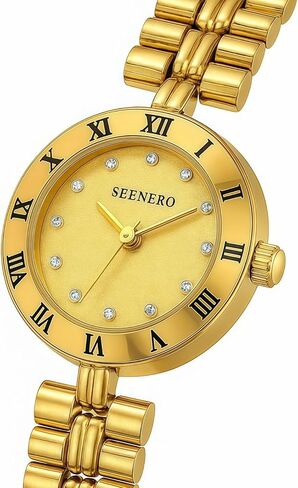 Women Gold Watch Dainty Analog Dress Timepiece with Round Roman Diamond Dial Trendy Bangle Bracelet Style Waterproof Watches Luxury Gifts for Women in Saudi Arabia