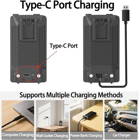 بطارية UV-K5 8 USB-C بقدرة 2600 مللي أمبير في الساعة سعة كبيرة DC7.4V بطارية راديو UV-K6 ذات اتجاهين لملحقات الراديو UV-K5 in Kuwait
