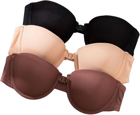 SOLY HUX Strapless Bras for Women 3 Piece Front Closure Underwire Bra Bandeau Invisible Bralette in Saudi Arabia