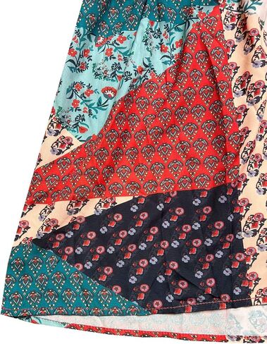 ADWAXDA Womens Boho Maxi Skirt, Floral Print Flowy High Waist Tiered Pleated Long Skirt with Pockets in Kuwait