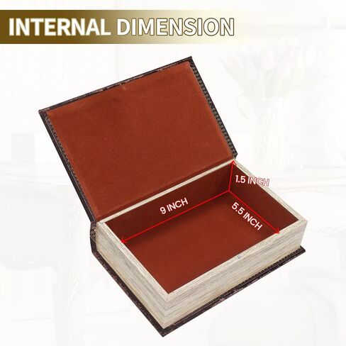 صندوق كتب صندوق تخزين مزخرف للمجوهرات، كتاب مزيف عتيق أنيق لديكور المنزل والمكتب، مقاس كبير in Saudi Arabia