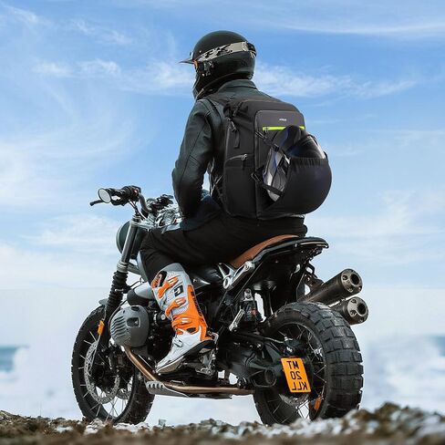 MOSISO Motorcycle Helmet Backpack Bag, Large Capacity Riding Backpack for Motorcycle Riders, Expandable Motorbike Helmet Bag with Back Full Open Laptop Compartment&Hidden Net, Black in Saudi Arabia