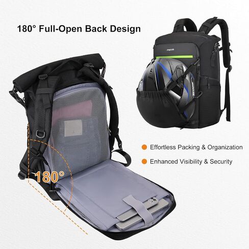 MOSISO Motorcycle Helmet Backpack Bag, Large Capacity Riding Backpack for Motorcycle Riders, Expandable Motorbike Helmet Bag with Back Full Open Laptop Compartment&Hidden Net, Black in Saudi Arabia