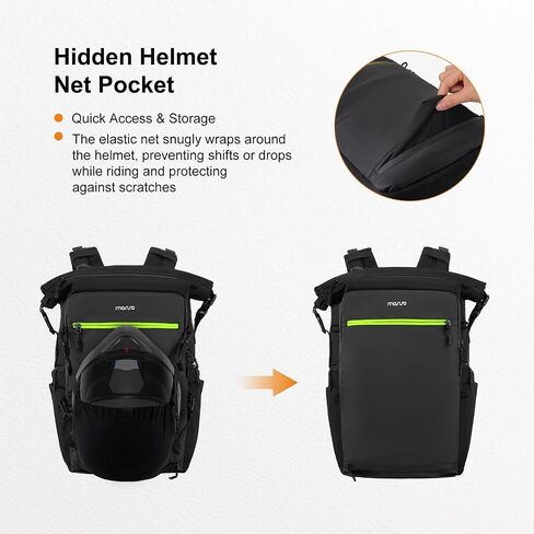 MOSISO Motorcycle Helmet Backpack Bag, Large Capacity Riding Backpack for Motorcycle Riders, Expandable Motorbike Helmet Bag with Back Full Open Laptop Compartment&Hidden Net, Black in Saudi Arabia
